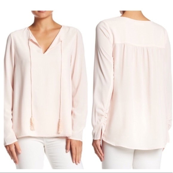 Delilah Blush Beaded Chiffon Blouse Top - Picture 2 of 4